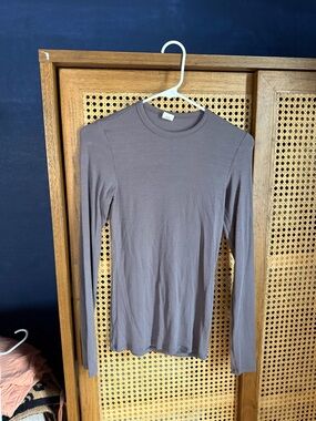 SET Active Long Sleeve Ribbed Top in Taupe